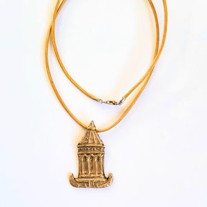 Mannheimer Wasserturm – Schmuckanhänger aus Bronze mit hellbrauner Lederkette