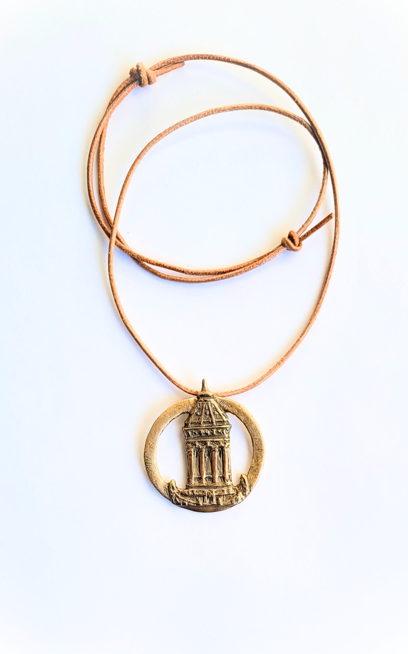 Mannheimer Wasserturm – Schmuckmedaille aus Bronze mit hellbraunem Lederband – Bild 3