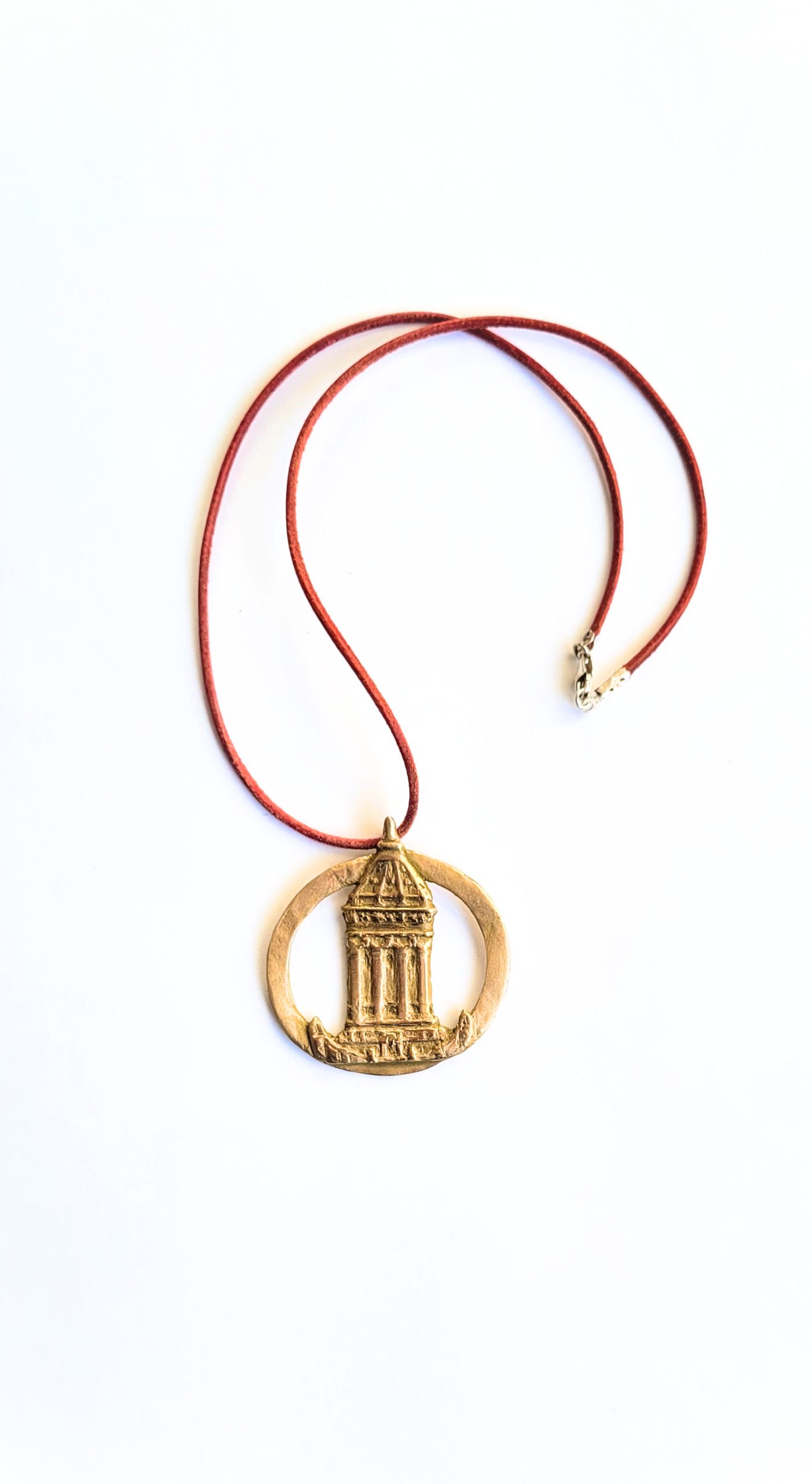 Mannheimer Wasserturm – Schmuckmedaille aus Bronze mit dunkelrotem Lederband – Bild 2