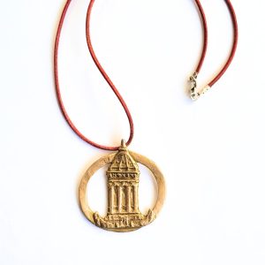 Mannheimer Wasserturm – Schmuckmedaille aus Bronze mit dunkelrotem Lederband