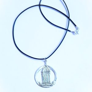 Mannheimer Wasserturm – Schmuckmedaille aus Feinsilber - kompakt mit blauem Lederband