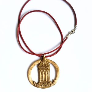 Mannheimer Wasserturm – Schmuckmedaille aus Bronze mit dunkelrotem Lederband