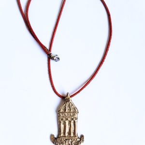 Mannheimer Wasserturm – Schmuckanhänger aus Bronze mit dunkelroter Lederkette