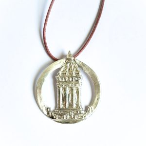Mannheimer Wasserturm – Schmuckmedaille aus Feinsilber mit altrosa Lederband